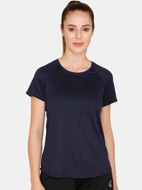 

Zelocity Women Navy Blue Solid Round Neck T-shirt