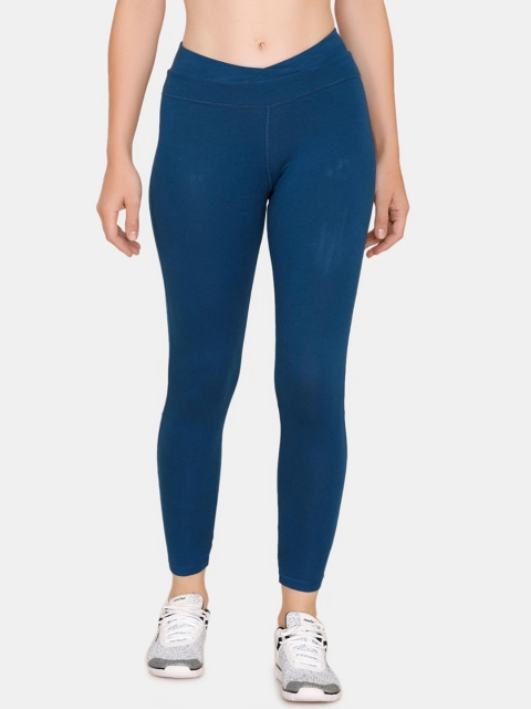 

Zelocity by Zivame Women Blue Solid Skinny-Fit Tights
