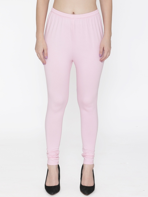 

N-Gal Women Pink Solid Churidar Leggings