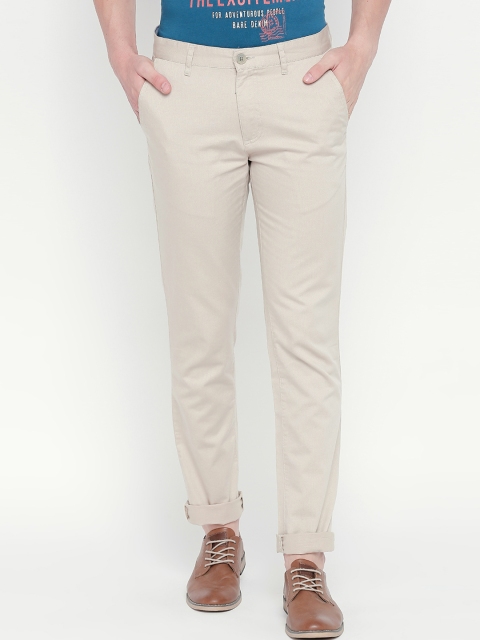 

BYFORD by Pantaloons Men Beige Slim Fit Solid Chinos