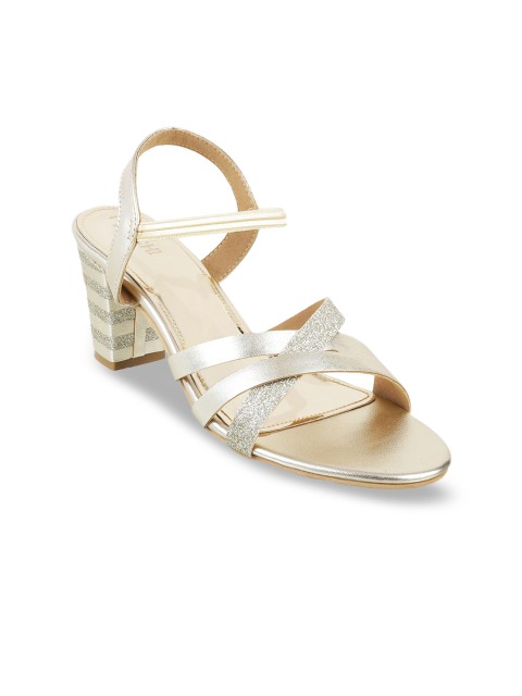 

Mochi Women Muted Gold-Toned Solid Shimmery Sandals