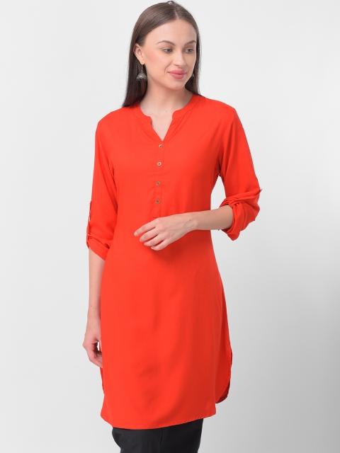 

Aayusika Women Red Solid A-Line Kurta