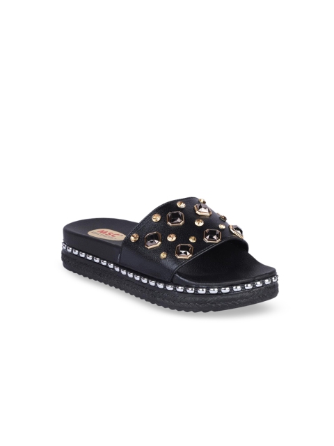 

MSC Women Black Solid Open Toe Flats