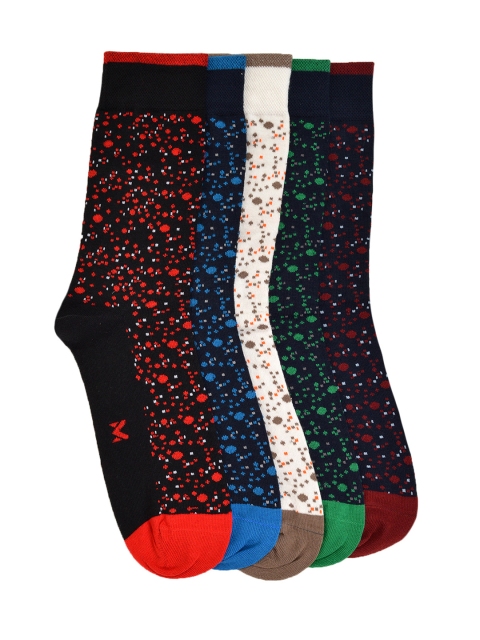 

VINENZIA Men Pack of 5 Multicoloured Patterned Calf-Length Socks, Multi
