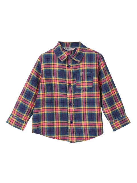 

Beebay Boys Navy Blue Regular Fit Checked Casual Shirt