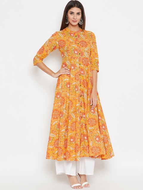 

rangeelo rajasthan Women Mustard Floral Printed A-Line Kurta