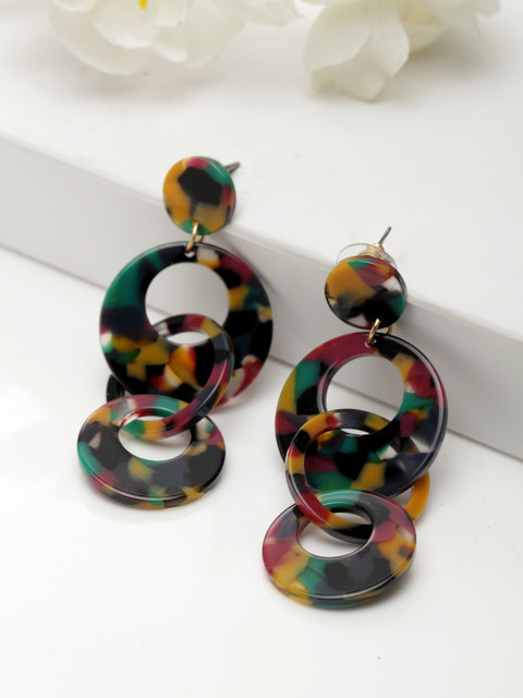 

AVANT-GARDE PARIS Gold-Plated & Multicoloured Circular Drop Earrings, Multi