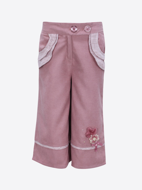 

CUTECUMBER Girls Pink Smart Regular Fit Embellished Culottes