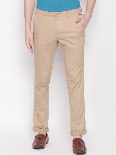 

Solemio Men Beige Slim Fit Solid Regular Trousers