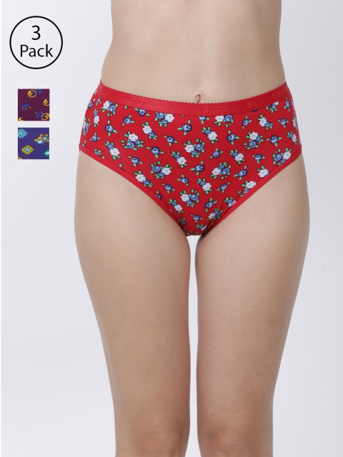 

DIXCY SCOTT Slimz Pack Of 3 Assorted Printed Hipster Briefs K1-PR64413