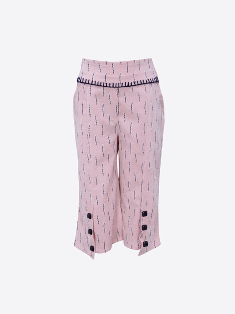 

CUTECUMBER Girls Pink & Navy Blue Knitted Smart Regular Fit Printed Culottes