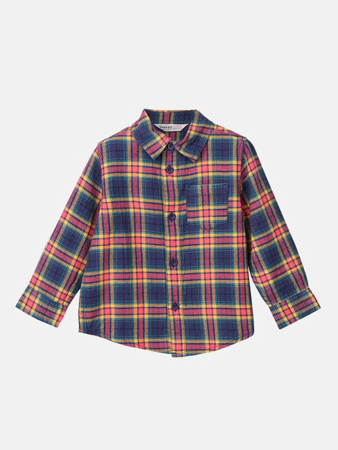 

Beebay Boys Blue & Pink Regular Fit Checked Casual Shirt