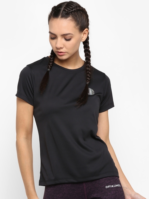 

OFF LIMITS Women Black Solid Round Neck T-shirt