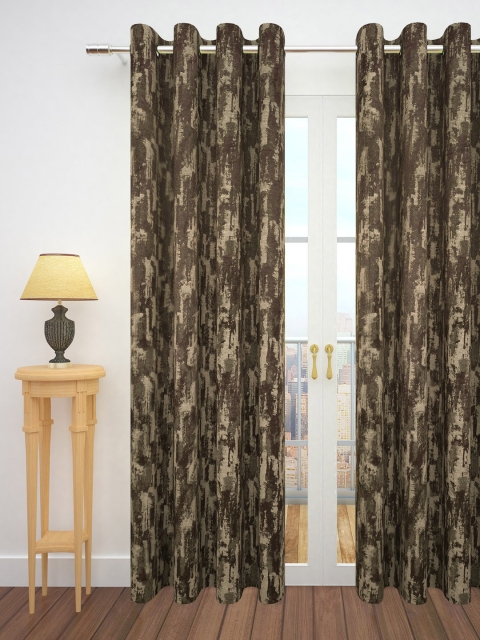 

Story@home Brown Jacquard Textured Single Door Curtain