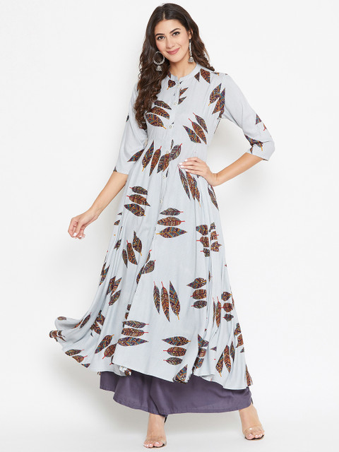 

rangeelo rajasthan Women Grey Printed A-Line Kurta