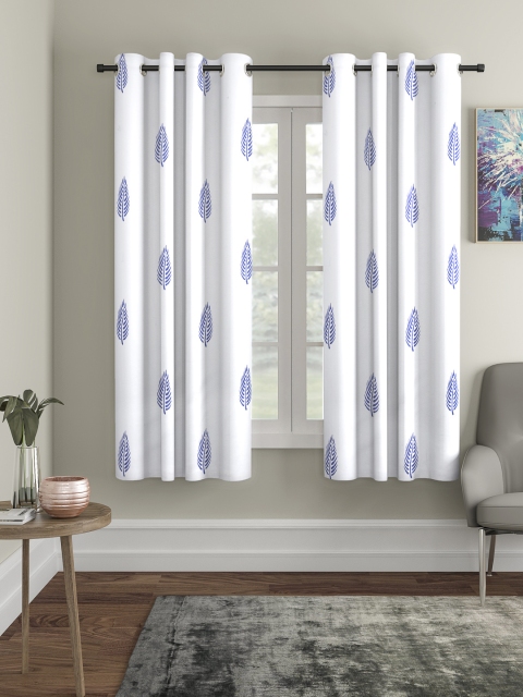 

Home Sizzler White & Blue Set of 2 Window Curtains
