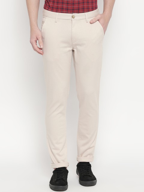 

BYFORD by Pantaloons Men Beige Slim Fit Solid Regular Trousers