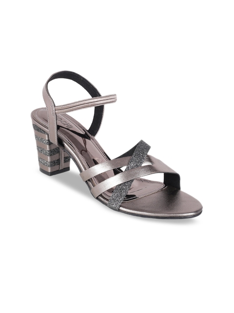 

Mochi Women Gunmetal-Toned Solid Heels, Metallic