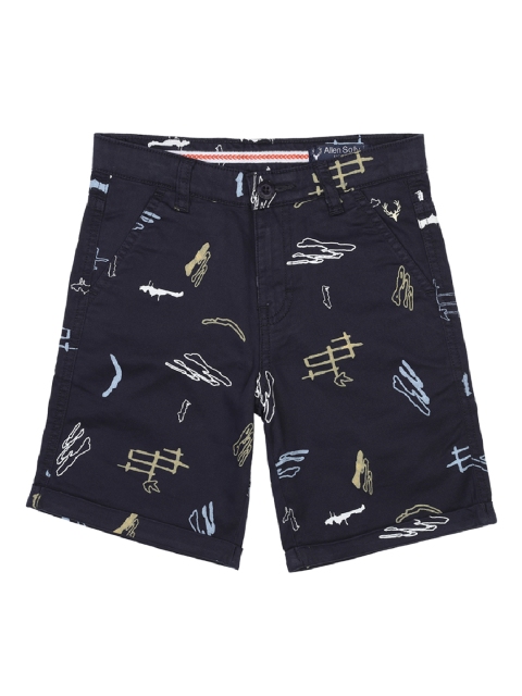 

Allen Solly Junior Boys Navy Blue & Beige Printed Regular Fit Regular Shorts