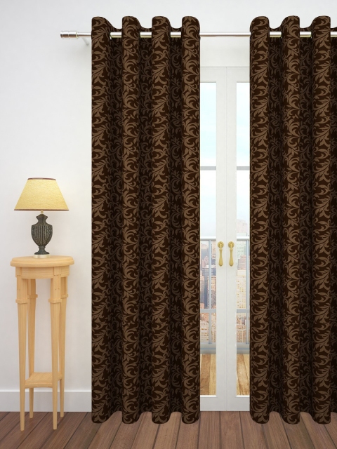 

Story@home Brown Jacquard Textured Single Door Curtain