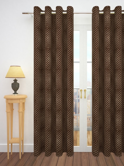 

Story@home Brown Jacquard Textured Single Door Curtain