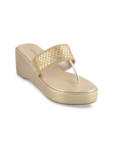 

Metro Women Muted Gold-Toned Embellished Heels