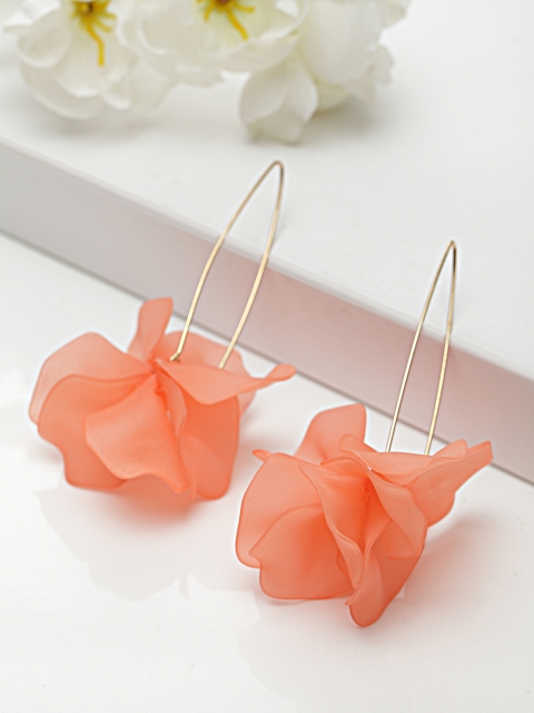 

AVANT-GARDE PARIS Gold Plated Peach-Coloured Floral Drop Earrings