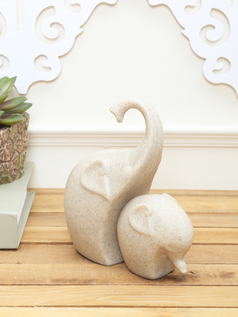 

TAYHAA Beige Set of 2 Cute & Adorable Elephant Figurine