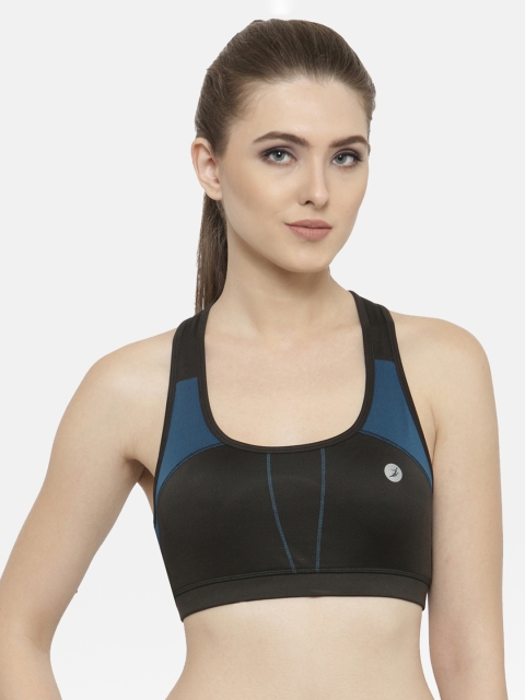 

BUKKUM Black Colourblocked Underwired Lightly Padded Sports Bra R-BSB19001