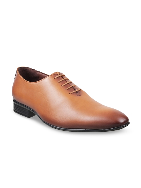 

Metro Men Tan Brown Solid Leather Formal Derbys