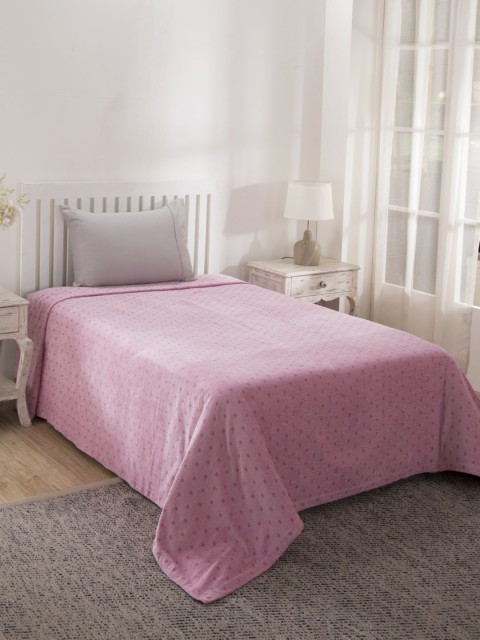 

Maspar Mad for Plaid Plain Board 325 GSM Pink Single Bed Cover