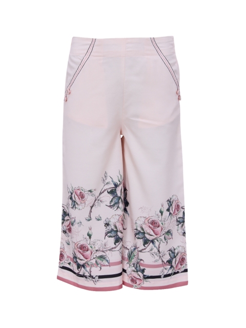 

CUTECUMBER Girls Peach-Coloured Knitted Smart Regular Fit Printed Culottes