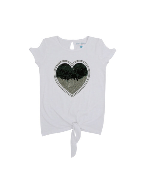

Pantaloons Junior Girls Off-White Printed Round Neck T-shirt