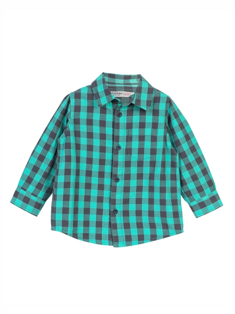 

Beebay Boys Green & Black Twill weave Regular Fit Checked Casual Shirt