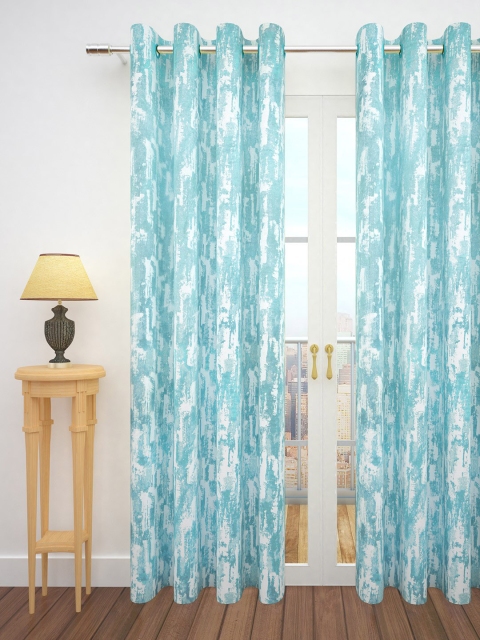 

Story@home Turquoise Blue & White Jacquard Textured Single Door Curtain