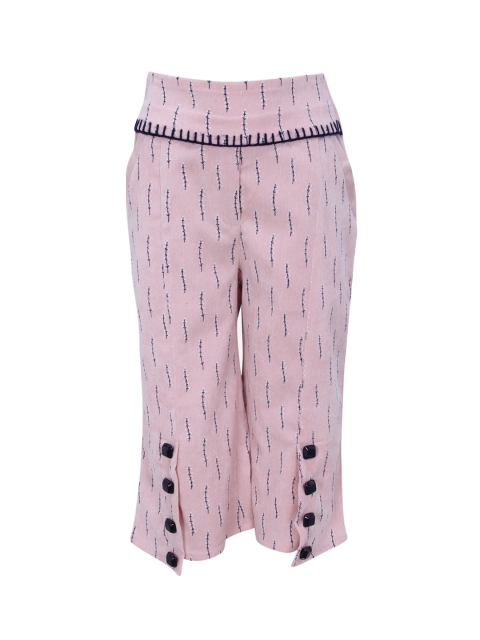 

CUTECUMBER Girls Pink & Navy Blue Smart Regular Fit Printed Culottes