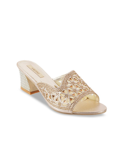 

Metro Women Gold-Toned Embellished Sandals