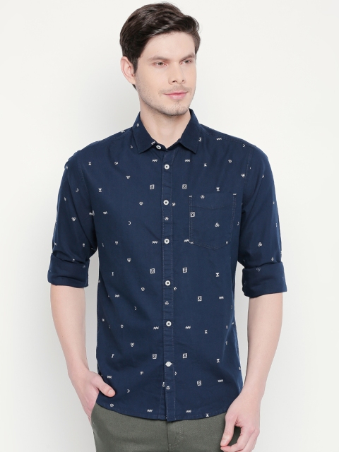 

Urban Ranger by pantaloons Men Navy Blue Slim Fit Printed Casual Shirt