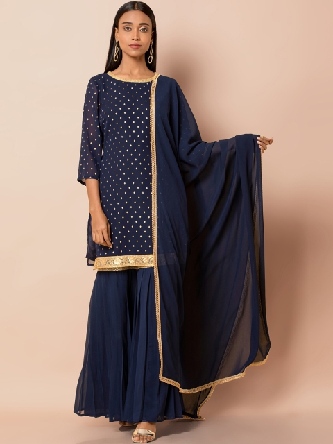 

INDYA Blue Solid Dupatta
