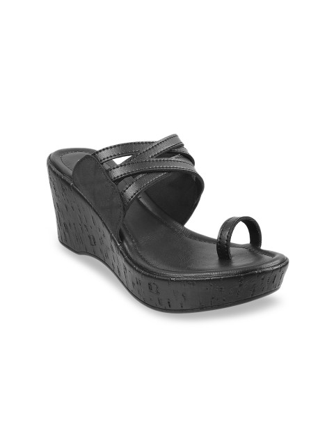 

Mochi Women Black Solid Sandals
