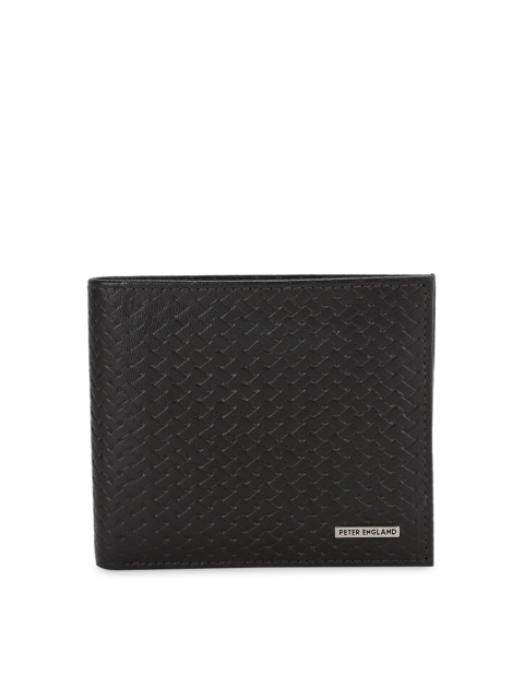 

Peter England Men Black Textured Two Fold Wallet