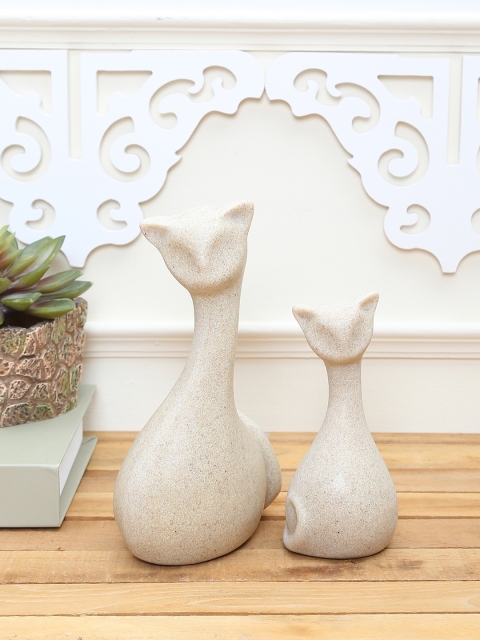 

TAYHAA Beige Set of 2 Adorable Cat Figurine