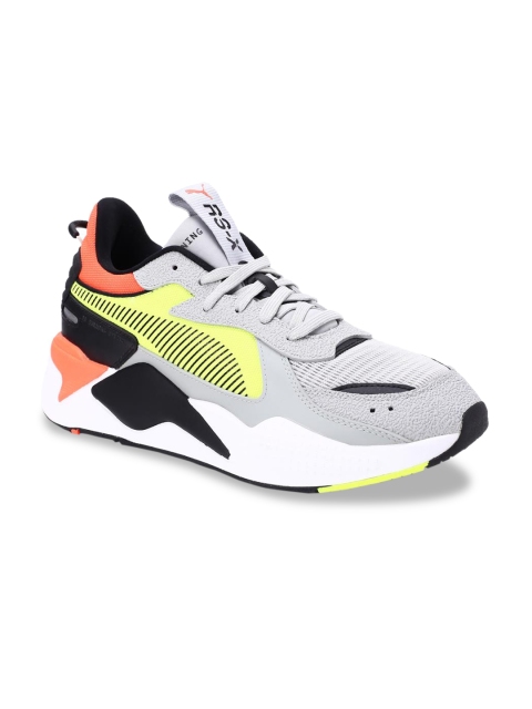 

Puma Unisex Grey & Yellow Colourblocked RS-X Hard Drive High Rise Sneakers