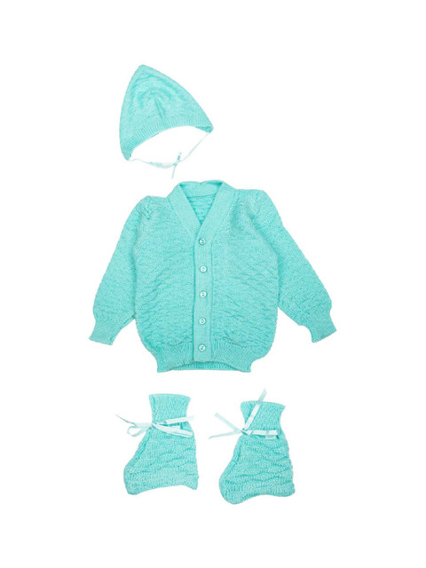 

MeeMee Kids Sea Green Self-Design Sweater Set