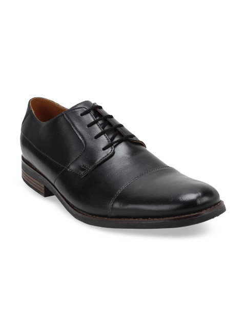 

Clarks Men Black Solid Leather Formal Derbys