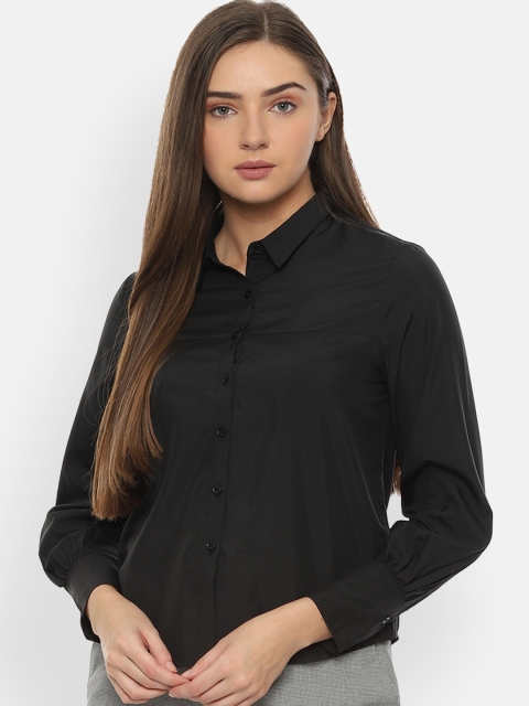 

Van Heusen Woman Black Regular Fit Solid Casual Shirt
