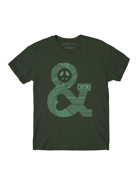 

THREADCURRY Boys Olive Green Printed Round Neck T-shirt