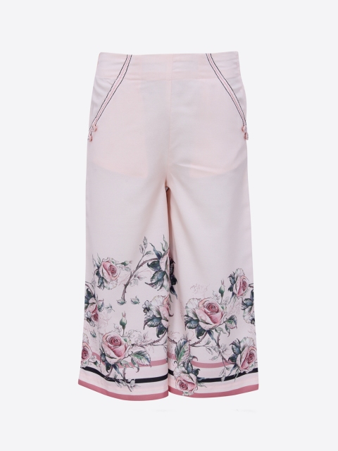 

CUTECUMBER Girls Peach-Coloured Knitted Smart Regular Fit Printed Culottes