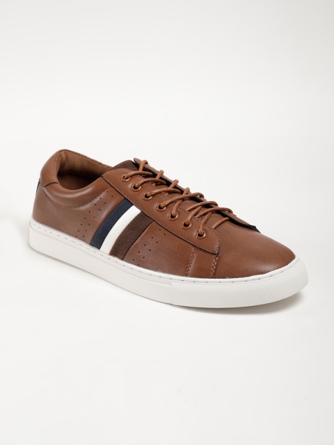 

LOCOMOTIVE Men Brown Striped Sneakers