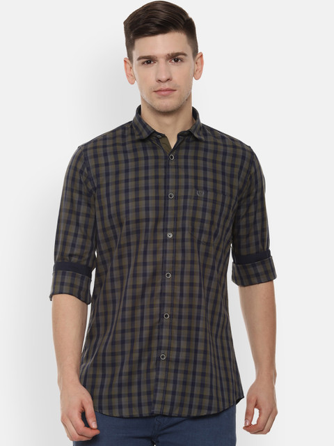 

Van Heusen Sport Men Navy Blue Slim Fit Checked Casual Shirt